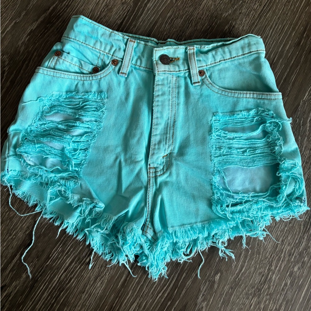 Levi’s Turquoise denim shorts